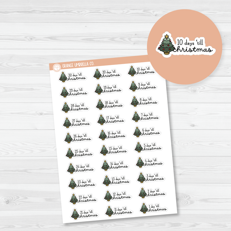 Christmas Tree Countdown Planner Stickers | F16 | C-329