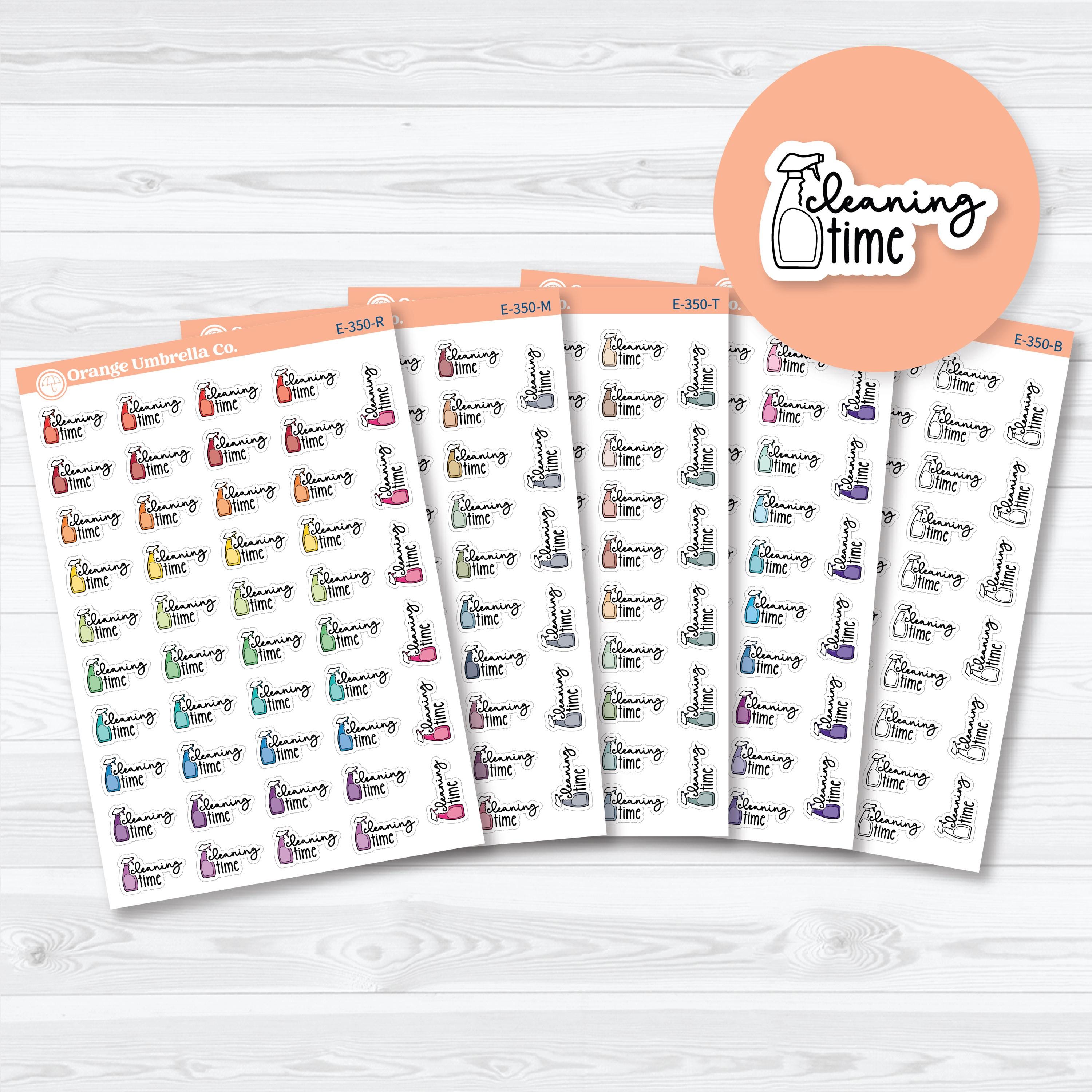 cleaning time planner stickers F18 hand doodled spray bottle icons for tracking chores and cleaning schedules