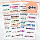 Clear matte large hand doodled month planner stickers with script monthly headers for planners and bullet journals