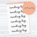 Clear matte transparent reading log script header stickers for book trackers, reading journals, and reading challenge layouts