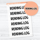 Clear matte transparent Reading Log funky font header stickers for book trackers, reading journals, and reading challenge layouts