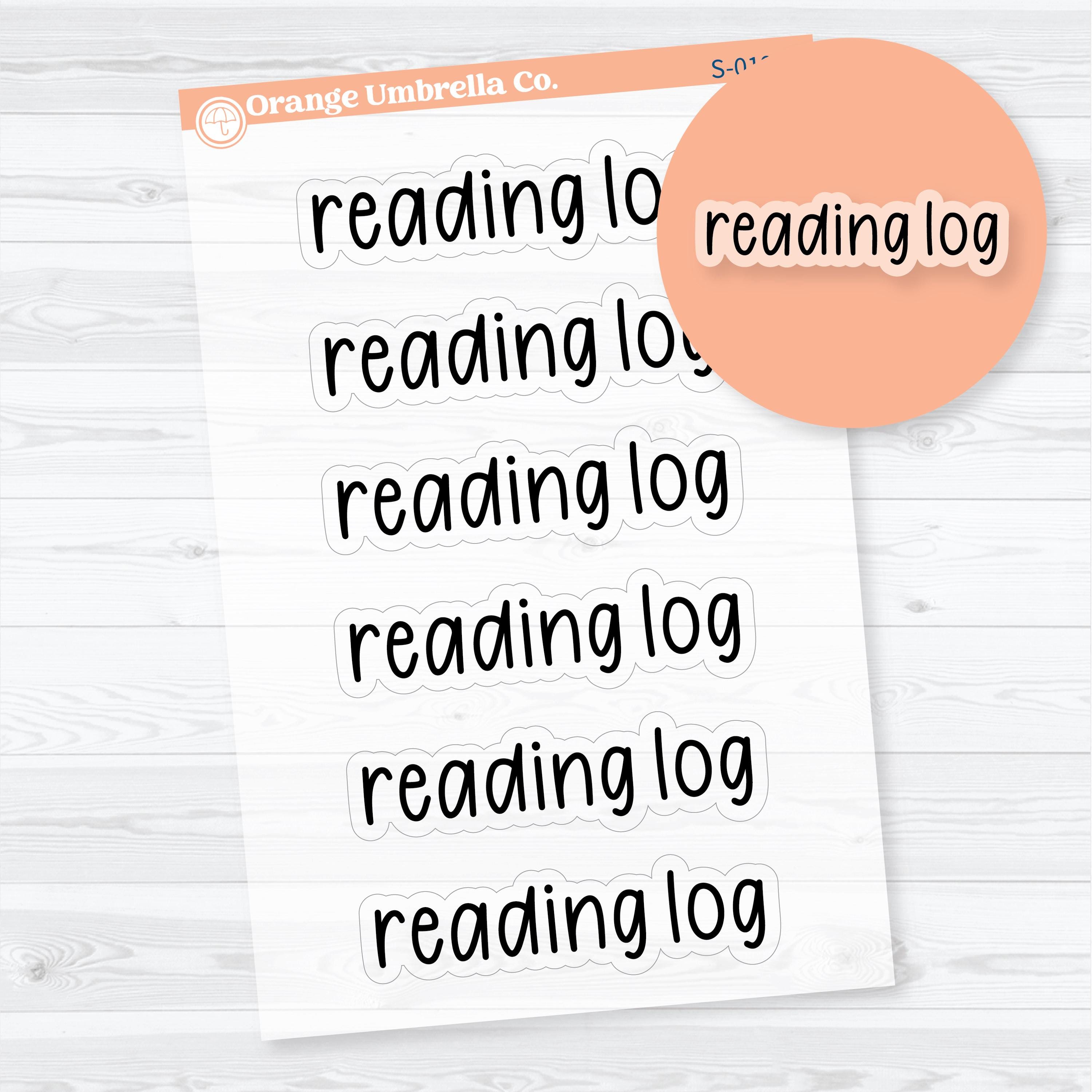 Clear matte transparent reading log header stickers for book trackers, reading journals, and reading challenge layouts
