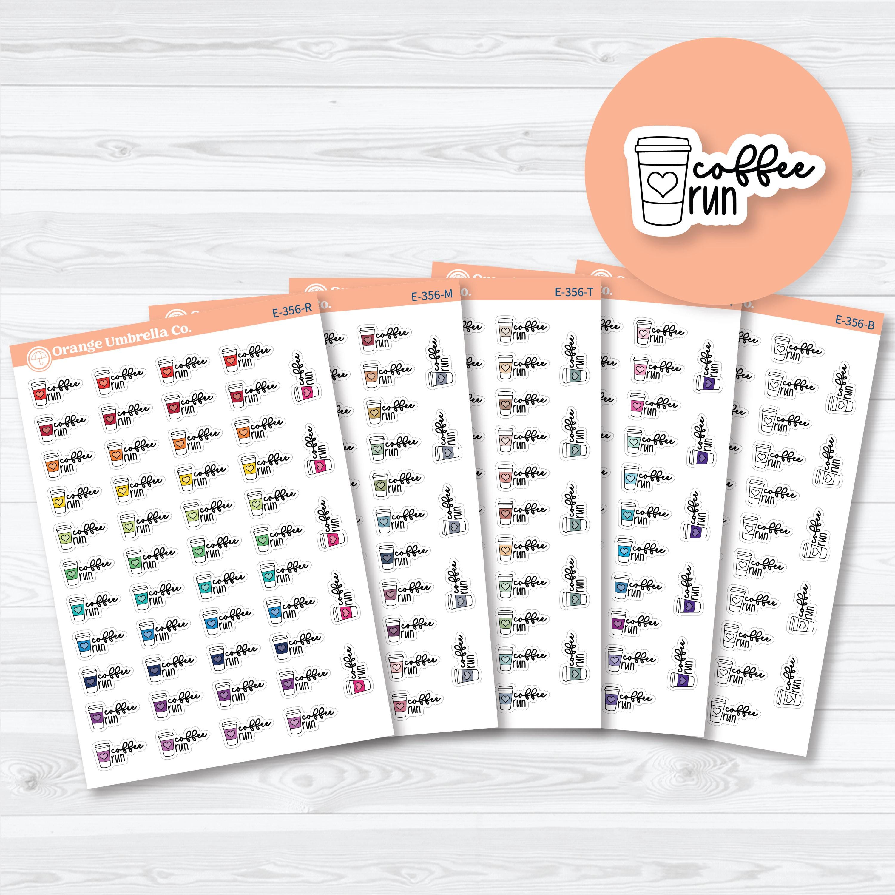  coffee run planner stickers with doodled coffee cup for tracking cafe visits errands and daily planning