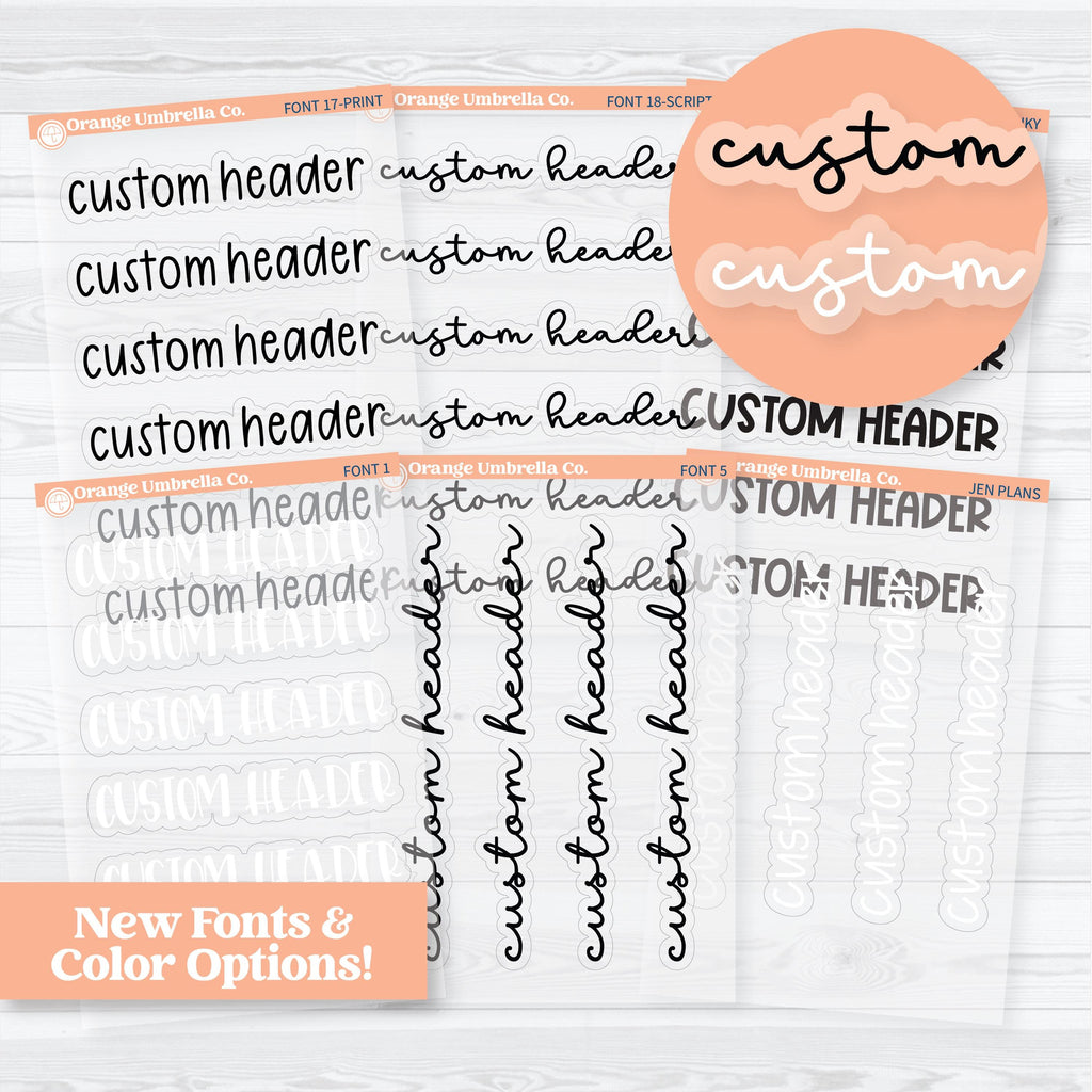 Sticker Header System Custom Planner Header Stickers – Clear Matte Transparent Labels ...