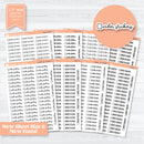 custom script planner stickers in multiple colors and fonts sized for hobonichi cousin planners, small functional script labels for daily planning
