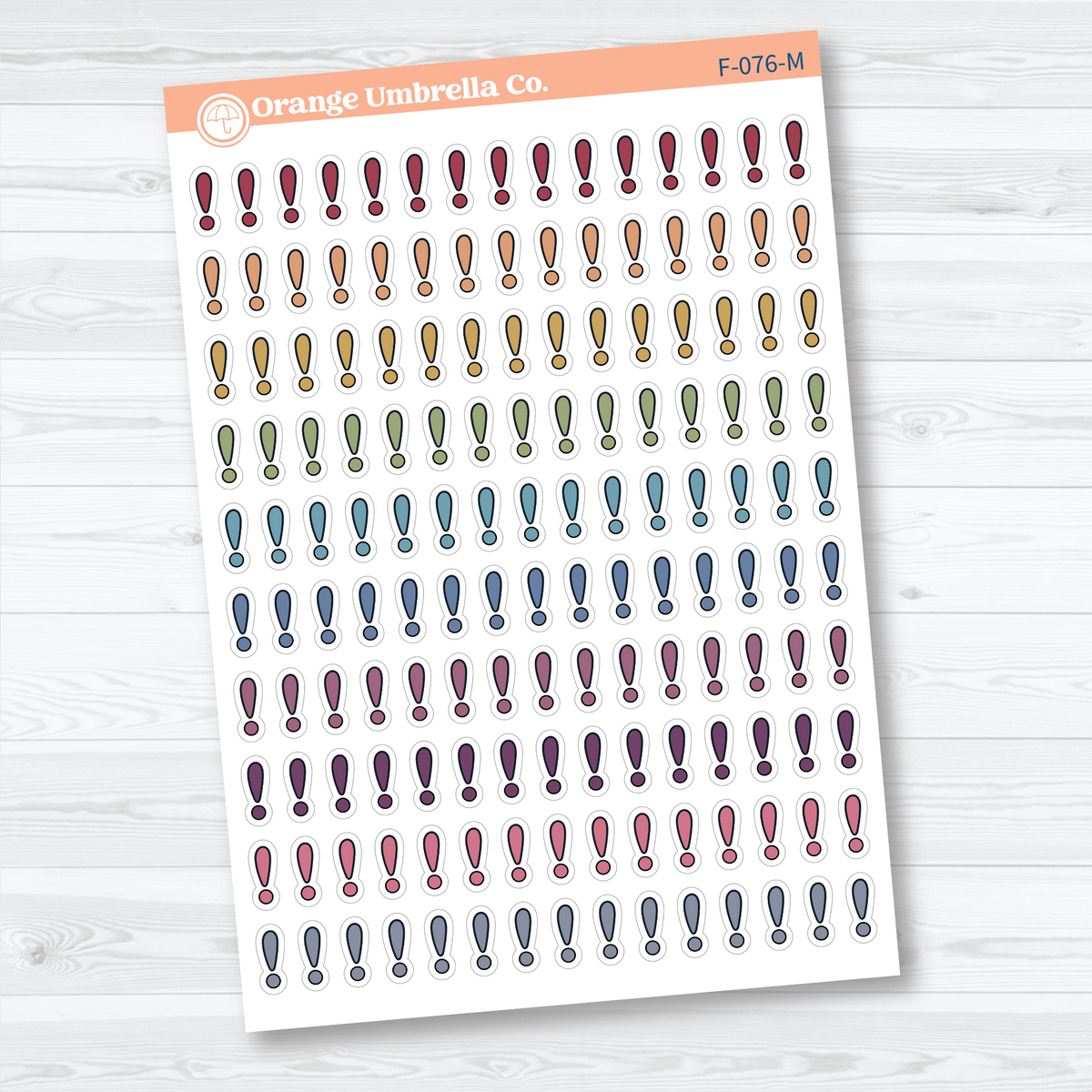 exclamation point faith bible study planner sticker sheet, F-076-M, M.
