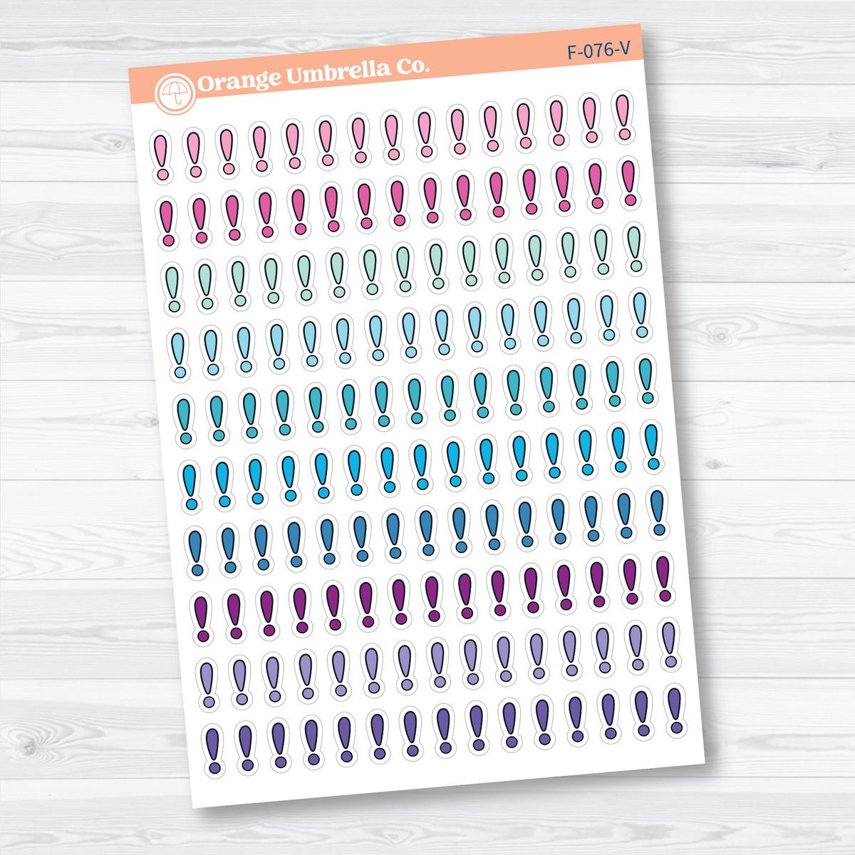 exclamation point faith bible study planner sticker sheet, F-076-V, V.
