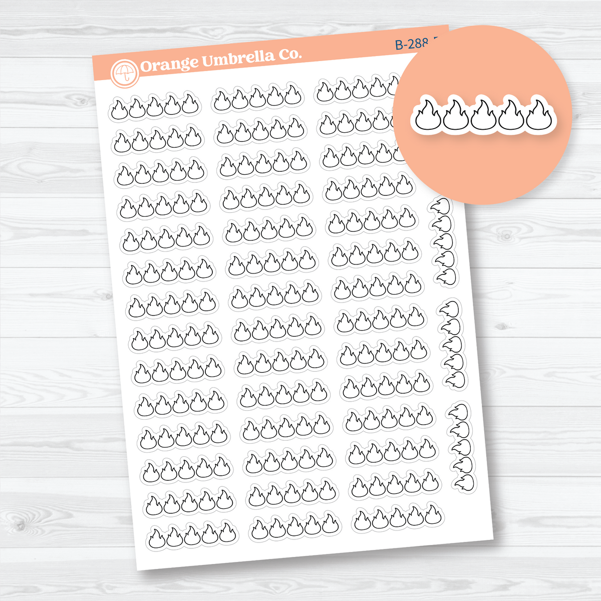 fire reading rating tracker planner sticker sheet, B-288-B, main.