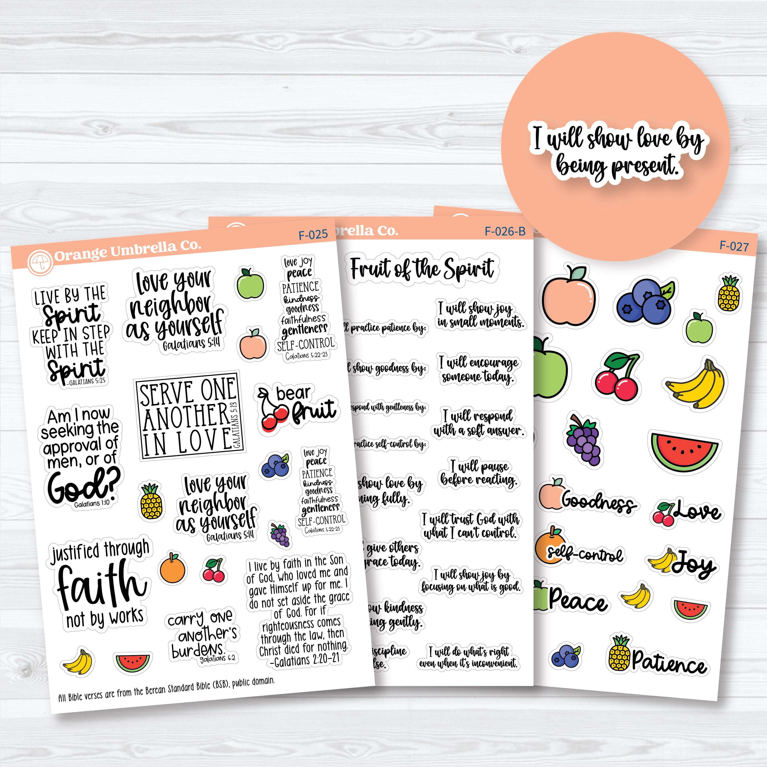 fruit of the spirit planner stickers galatians bible study journaling set faith stickers quotes prompts decorative