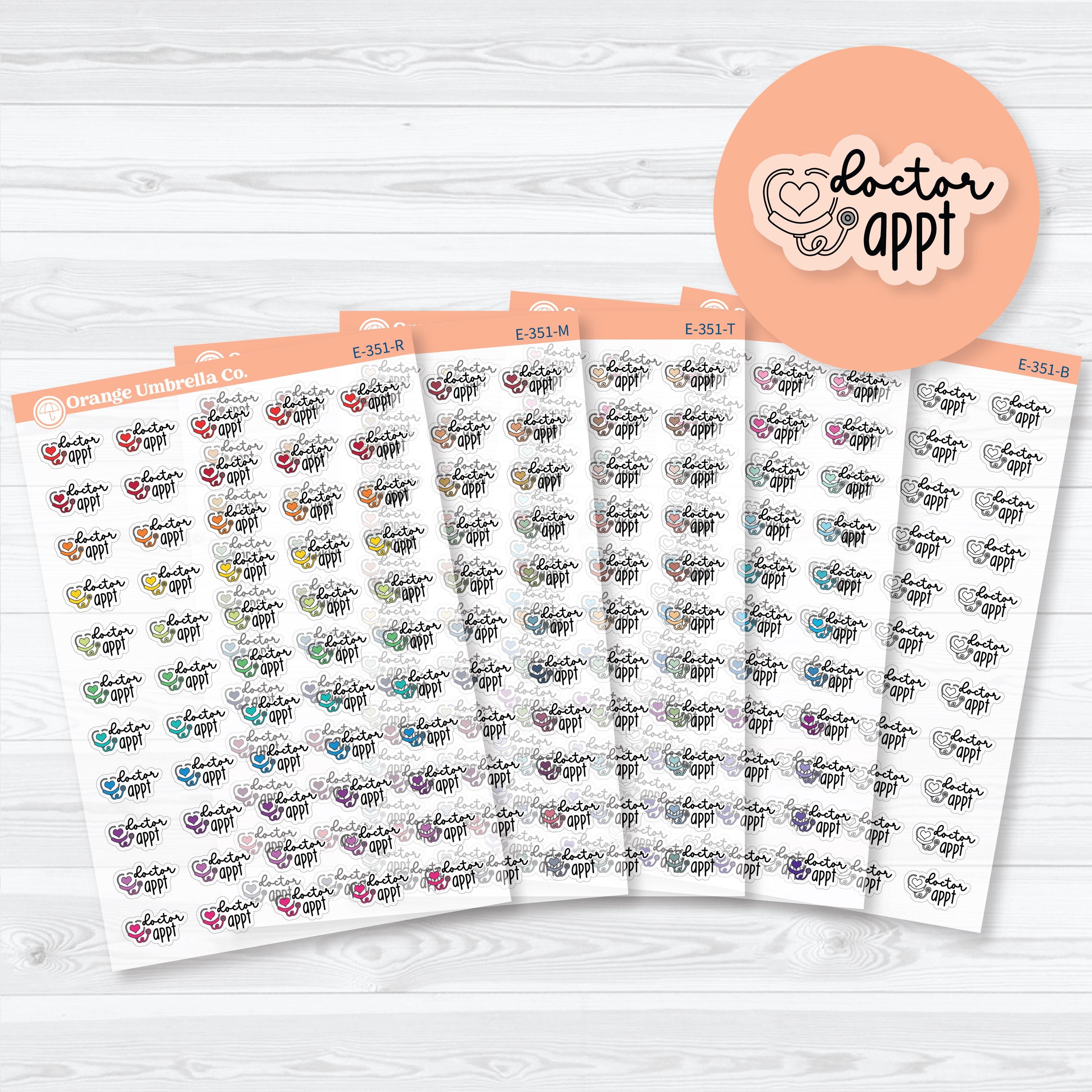 Doctor Appointment Clear Matte Planner Stickers | F18 Event Labels | E