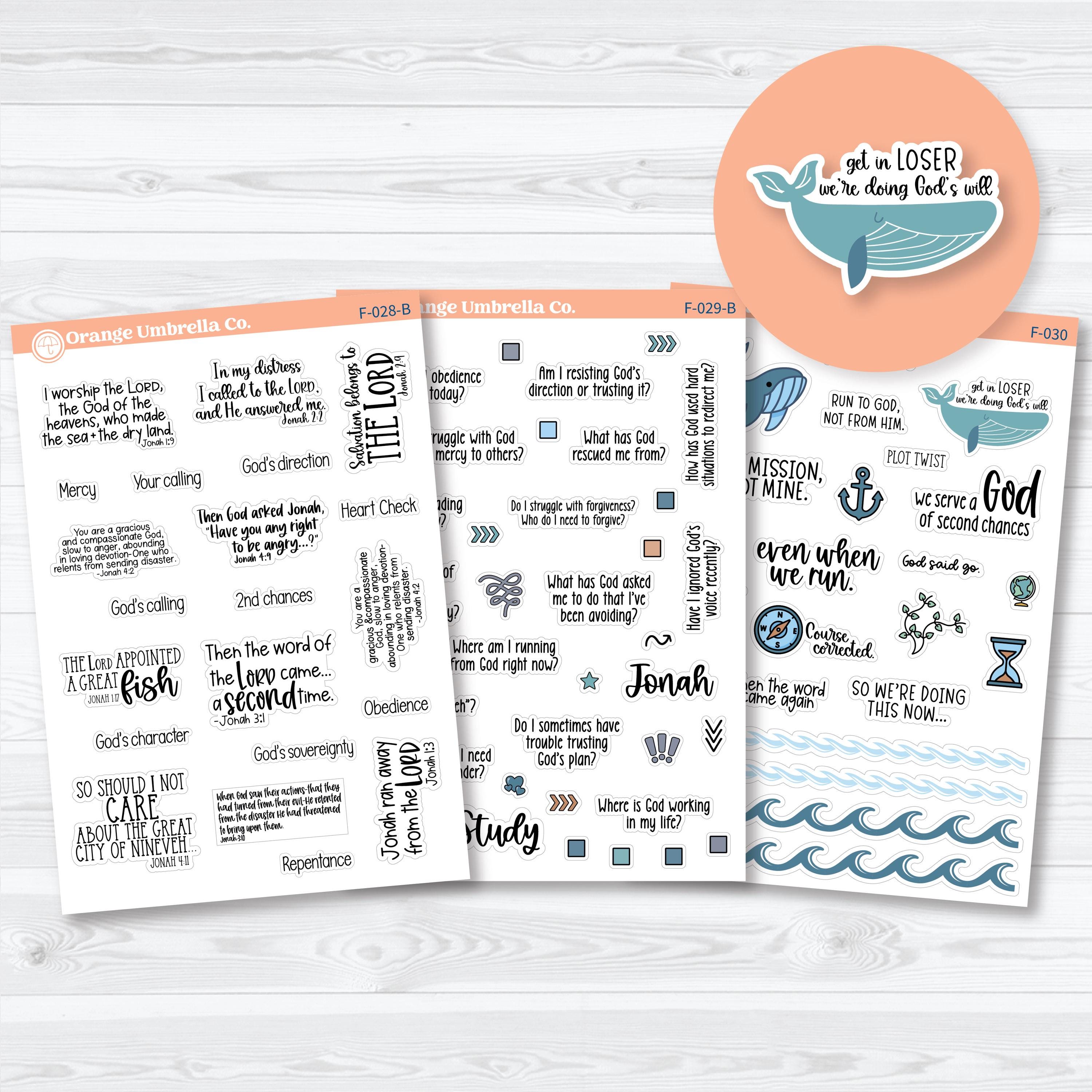 jonah bible study planner stickers journaling set faith stickers verses prompts decorative christian planner
