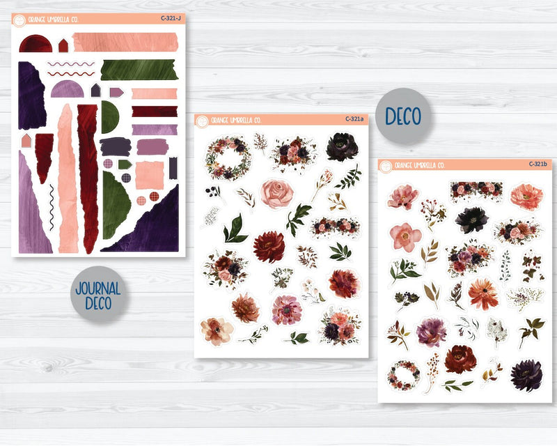 Autumn Flowers3 Deco & Journaling Planner Stickers | C-321