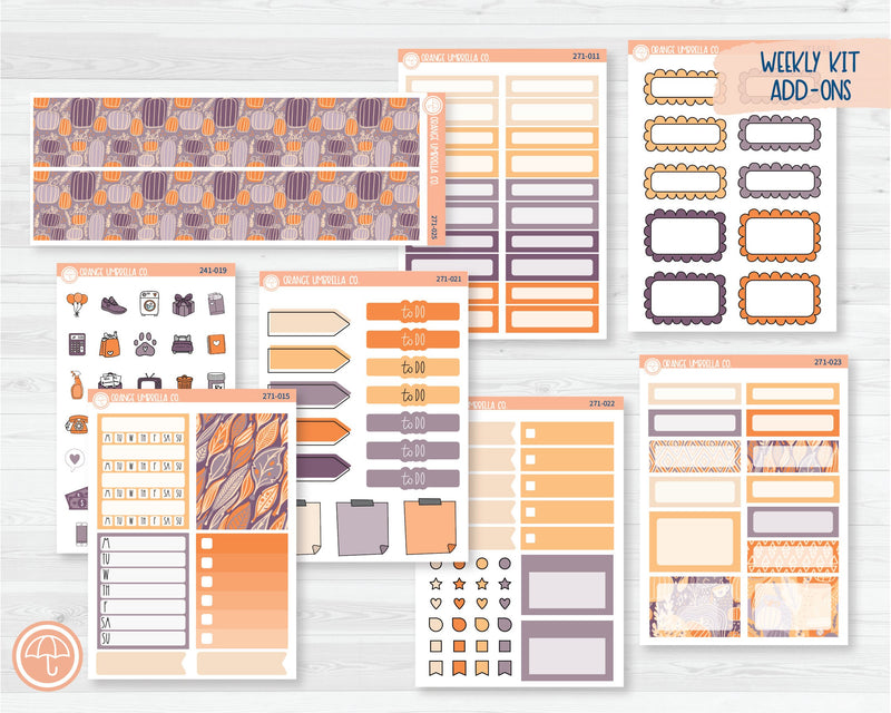 Weekly Add-On Planner Kit Stickers | Pumpkins at Twilight 271-011
