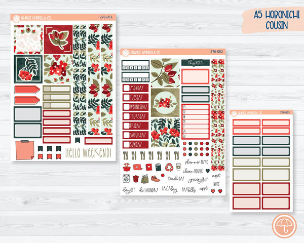 Hobonichi Cousin Planner Kit Stickers | Berry Festive 276-051