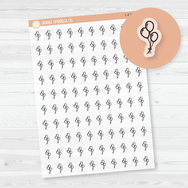Hand-Doodled Balloons Icon Planner Stickers | Clear Matte | I-426-BCM
