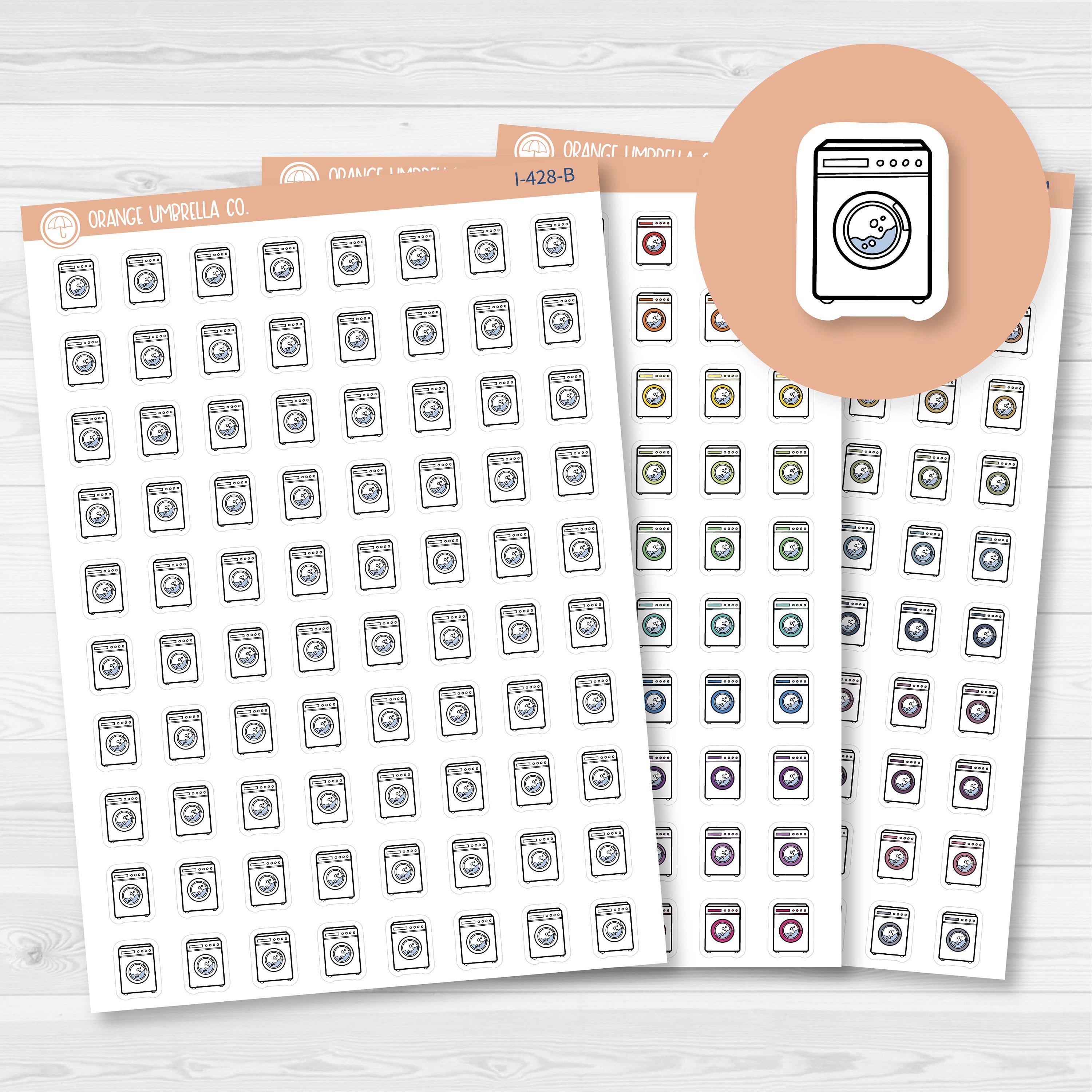 Laundry Icons | Hand Doodled Washing Machine Planner Stickers | I-428