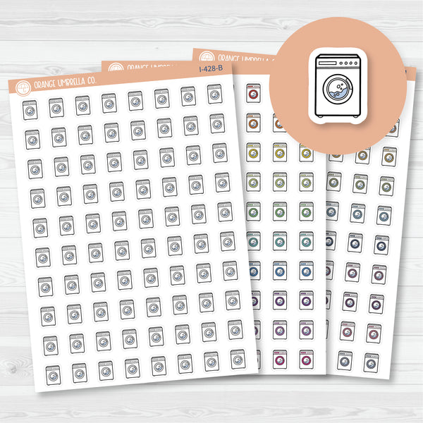 Laundry Icons | Hand Doodled Washing Machine Planner Stickers | I-428