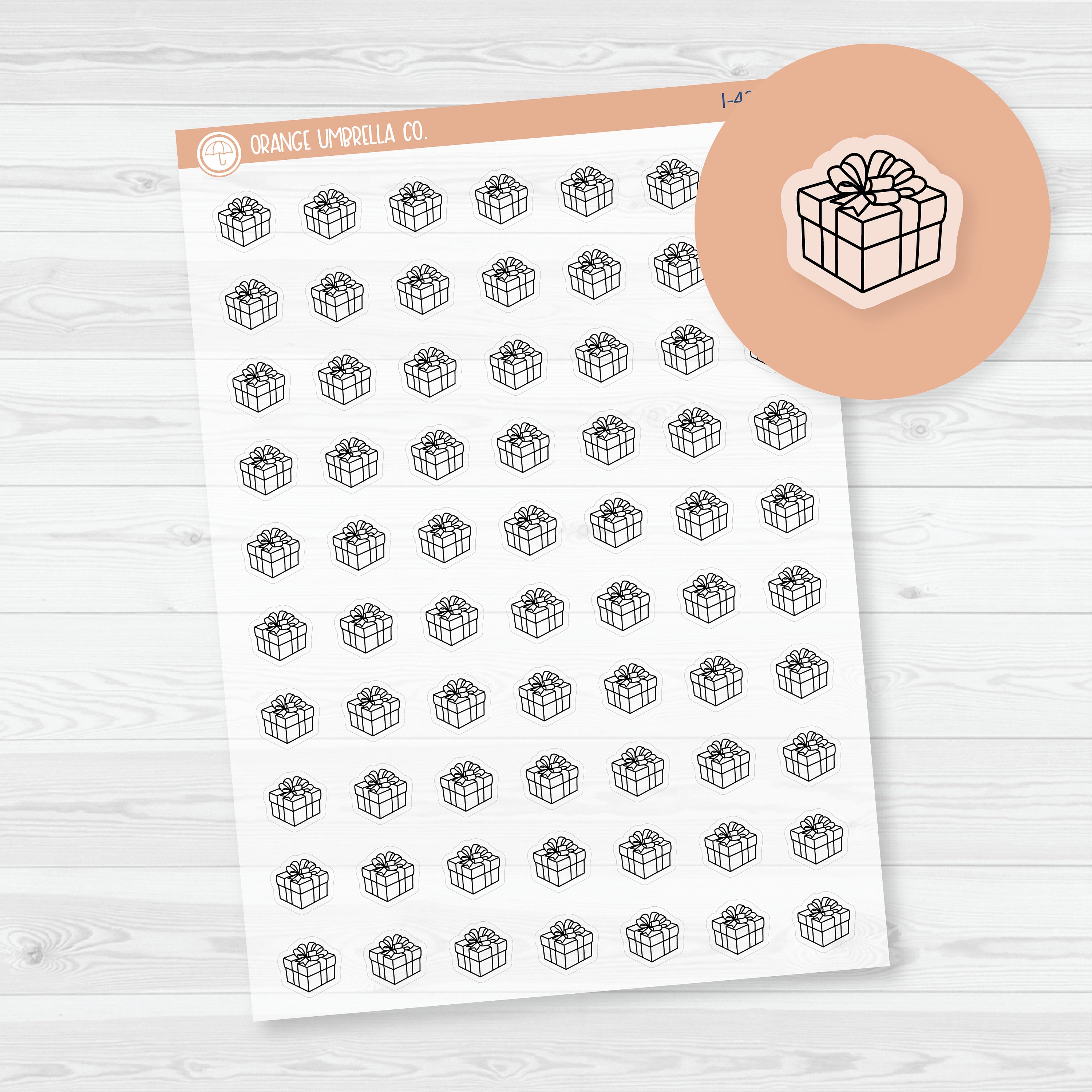 Birthday Gift Icon Planner Stickers | Clear Matte Hand Doodled Present Labels | I-429-BCM