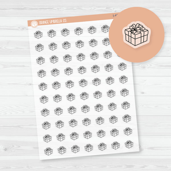 Birthday Gift Icon Planner Stickers | Clear Matte Hand Doodled Present Labels | I-429-BCM