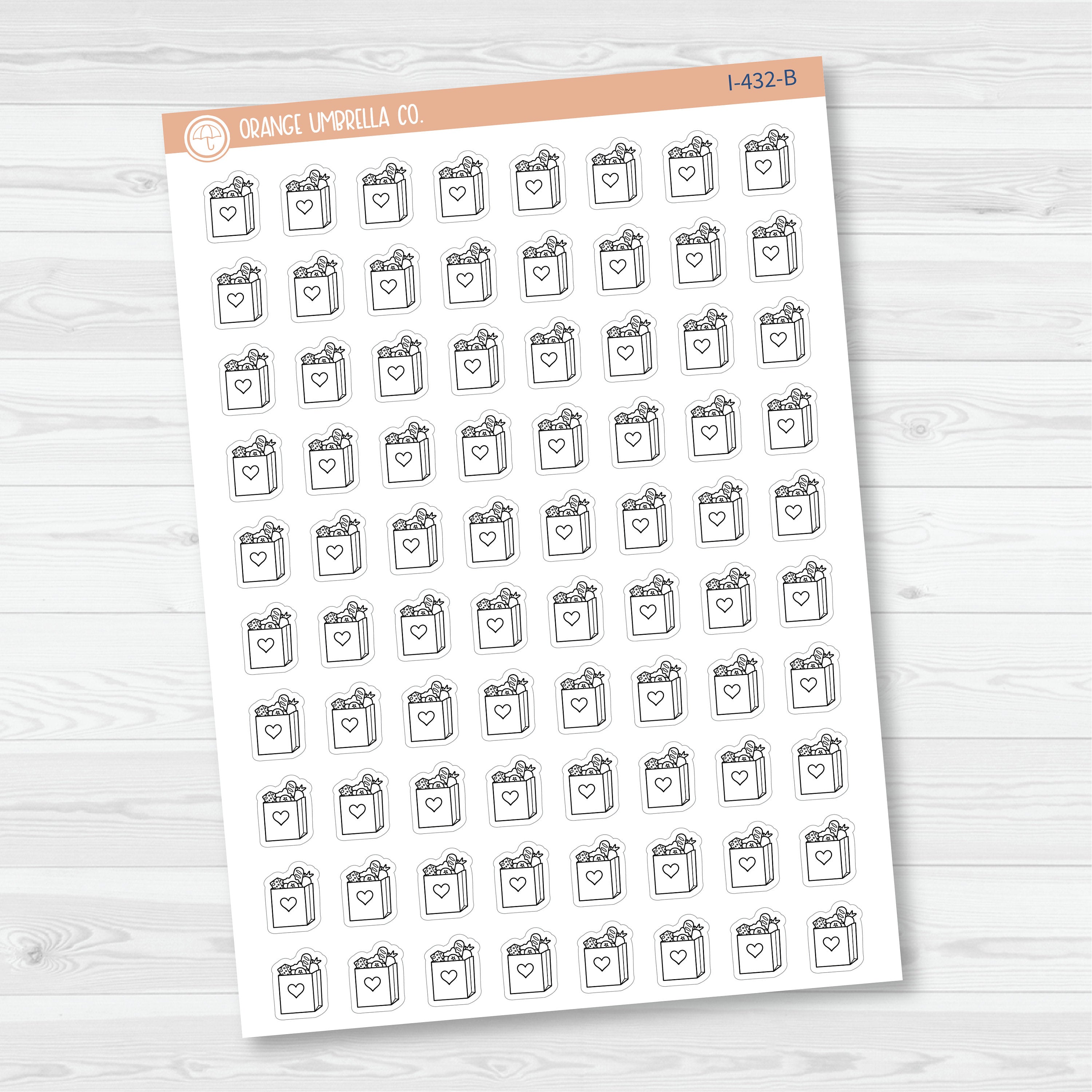Groceries Icon Planner Stickers | Hand Doodled Grocery Trip | I-432