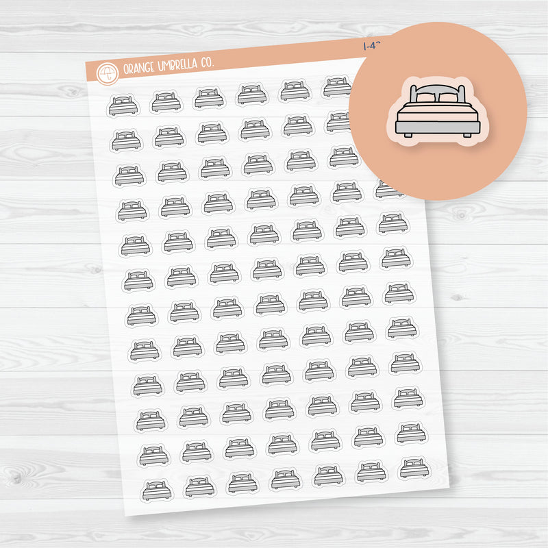 Wash Sheets Make Bed Icons | Hand Doodled Bed Icon Planner Stickers | Clear Matte | I-434-BCM