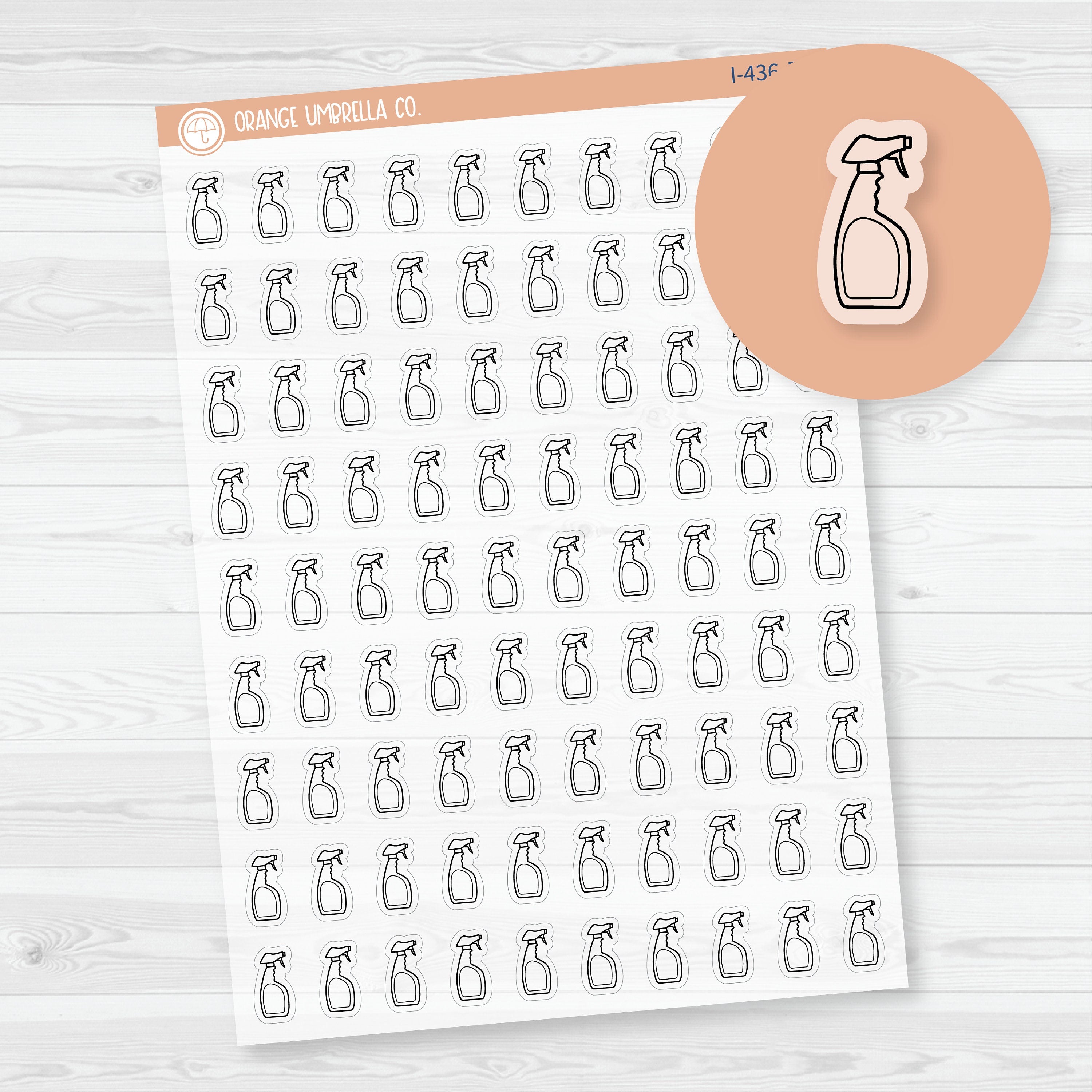 Clean House Hand Doodled Icons | Cleaning Icon Planner Stickers | Clear Matte | I-436-BCM