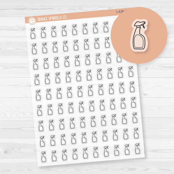 Clean House Hand Doodled Icons | Cleaning Icon Planner Stickers | Clear Matte | I-436-BCM