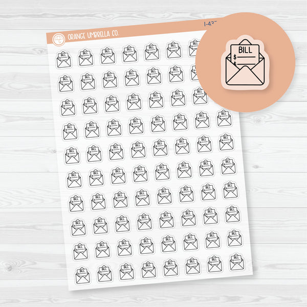 Pay Bills Icons | Hand-Doodled Budget Planner Stickers | Clear Matte | I-437-BCM