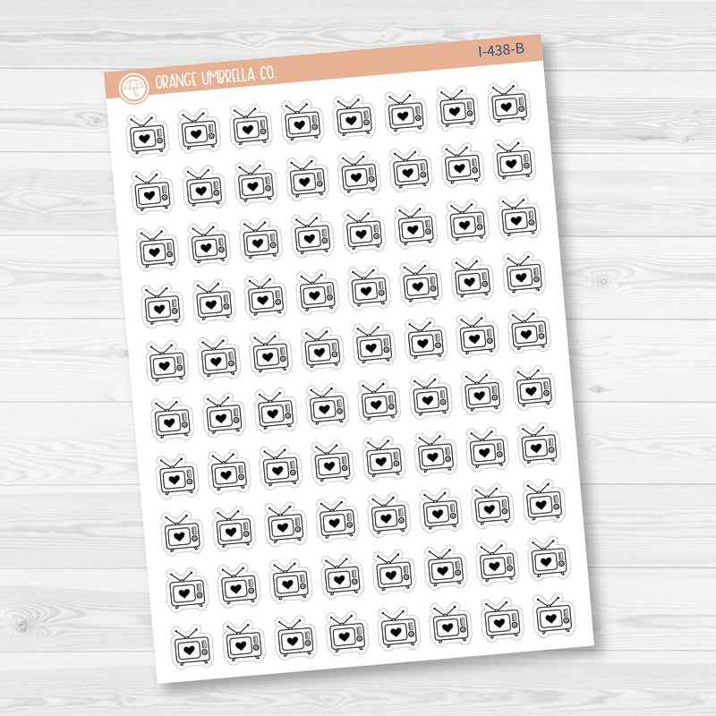 Television Icons | Hand Doodled TV Icon Planner Stickers | I-438