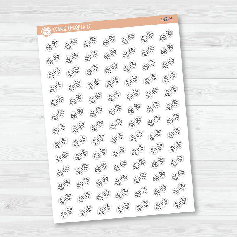 Weight Lifting Icons | Hand Doodled Barbell Icon Planner Stickers | I-442