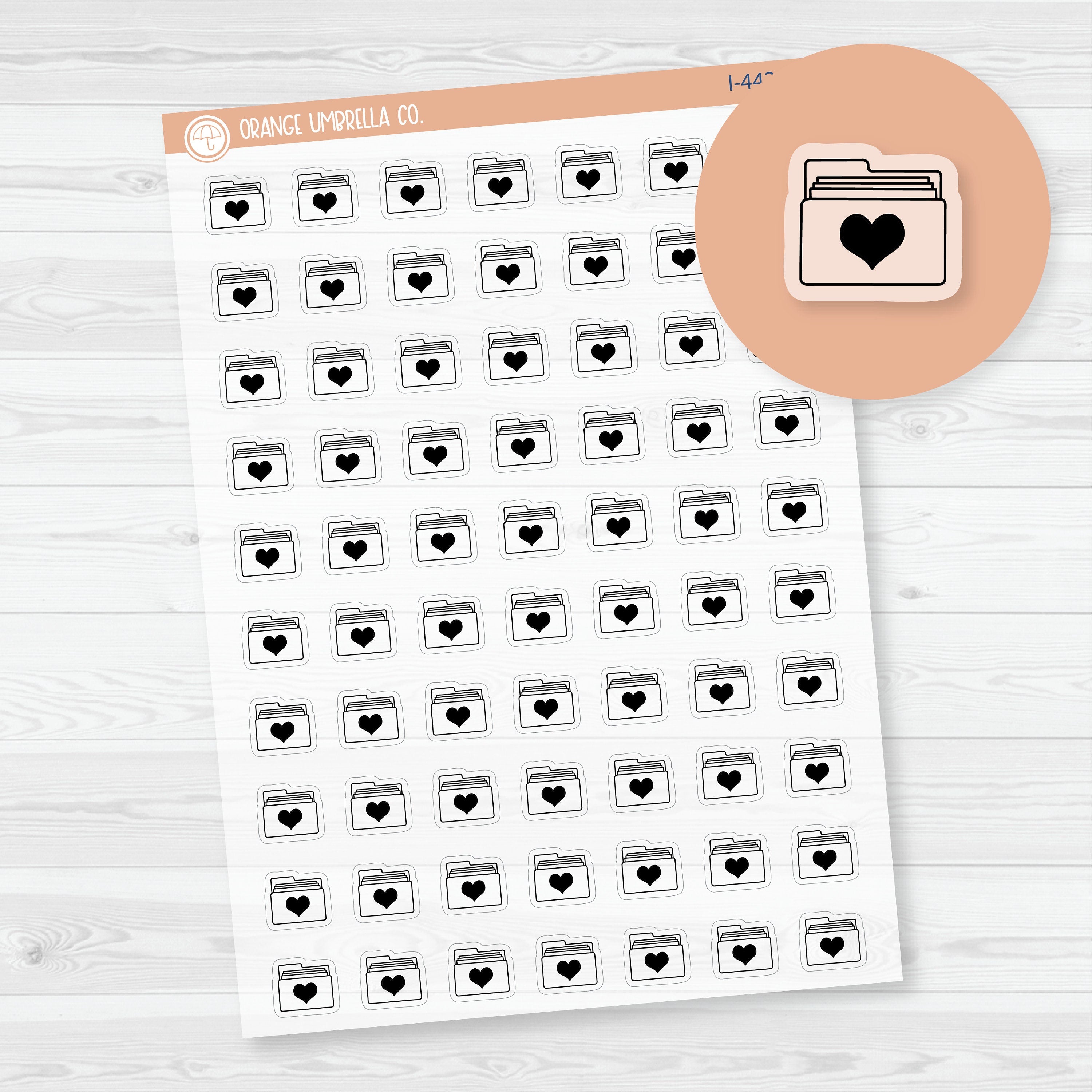 Hand Doodled File Folder Icon Planner Stickers | Clear Matte | I-443-B