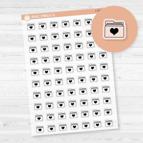 Hand Doodled File Folder Icon Planner Stickers | Clear Matte | I-443-BCM