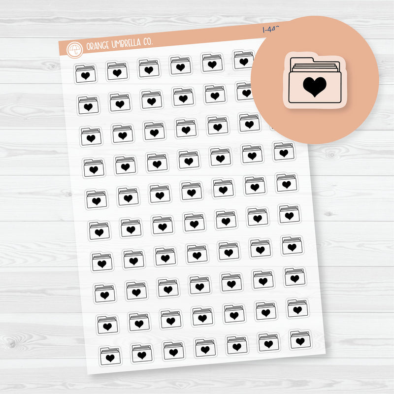 Hand Doodled File Folder Icon Planner Stickers | Clear Matte | I-443-BCM