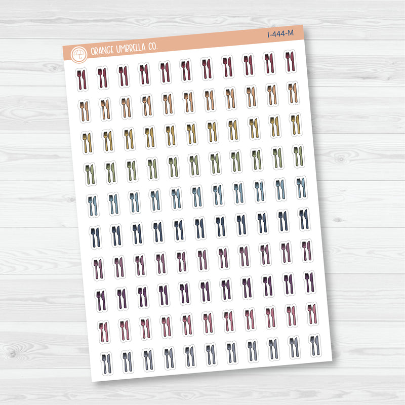Meal Icons | Hand Doodled Fork and Knife Icon Planner Stickers | I-444