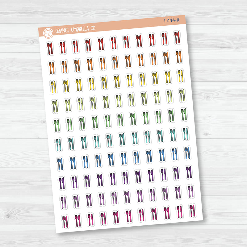 Meal Icons | Hand Doodled Fork and Knife Icon Planner Stickers | I-444
