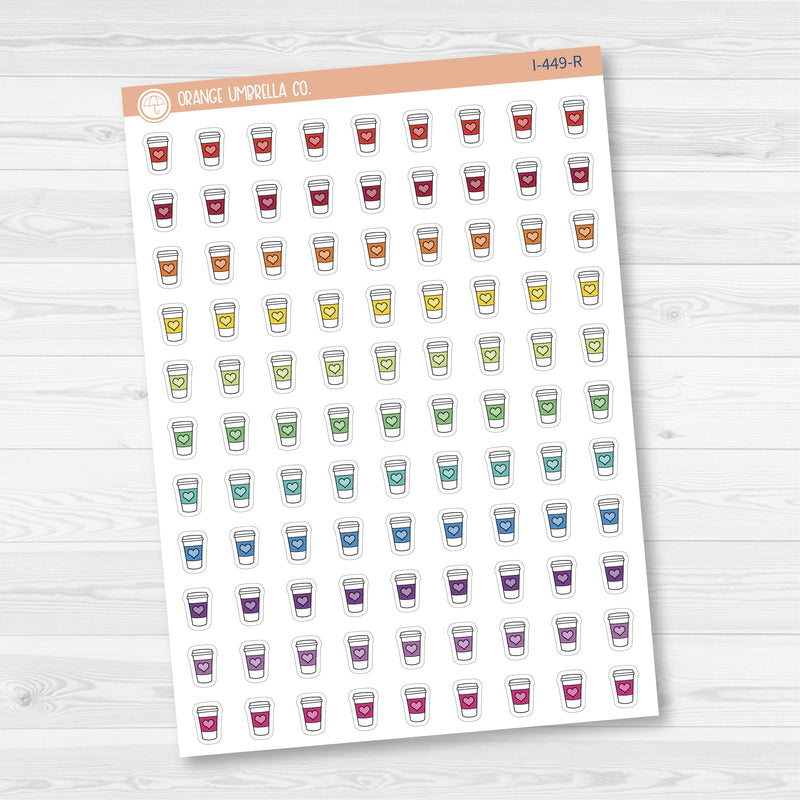 Coffee Icons | Hand Doodled To-Go Coffee Cup Icon Planner Stickers | I-449