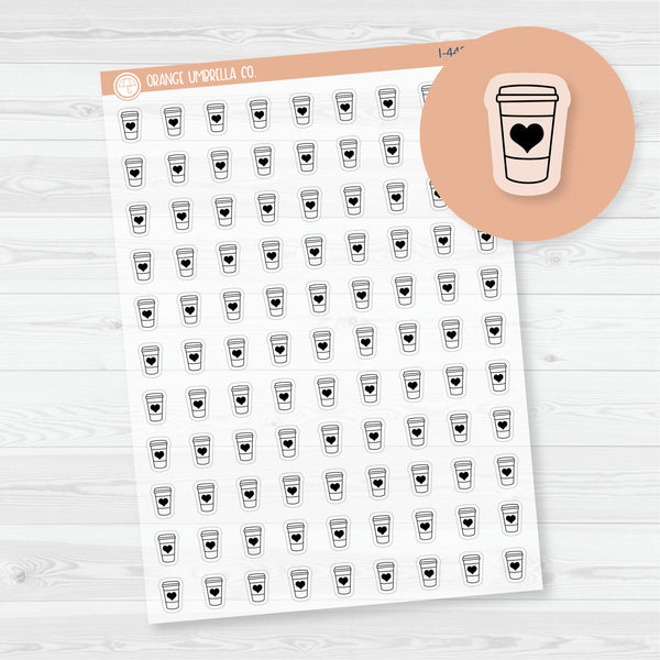 Hand Doodled To-Go Coffee Cup Icon Planner Stickers | Clear Matte | I-449-BCM