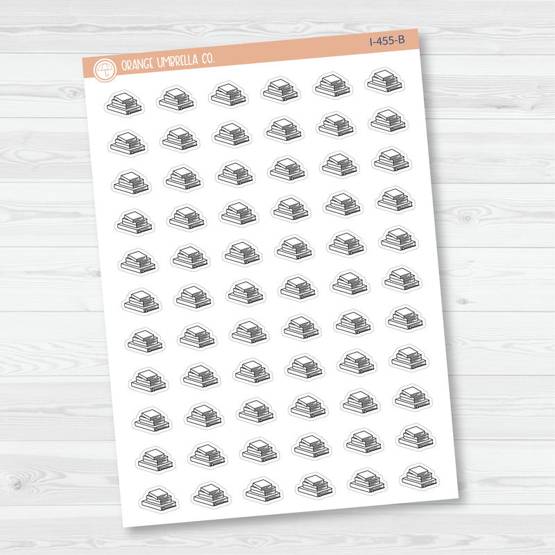 Currently Reading Icons | Hand Doodled Book Stack Icon Planner Stickers | I-455