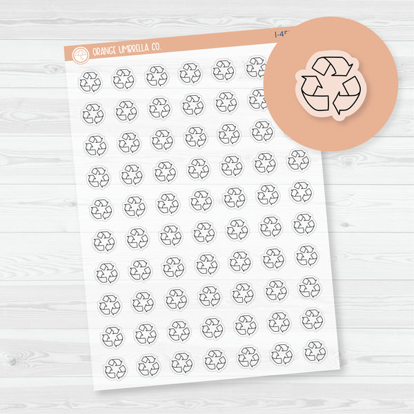 Recycling Icons | Hand Doodled Recycle Day Planner Stickers | Clear Matte | I-457-BCM