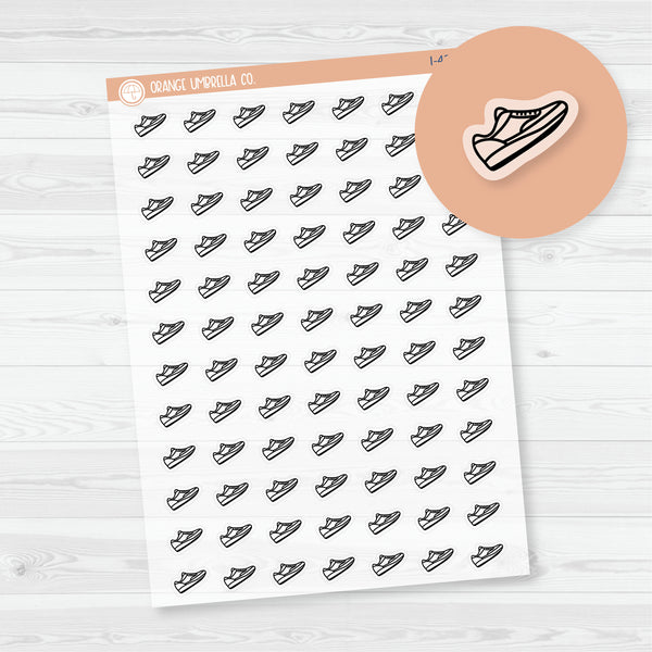 Walk Exercise Icons | Clear Matte Hand Doodled Gym Shoe Planner Stickers | I-427-BCM
