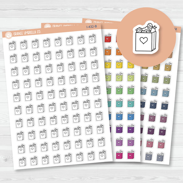 Groceries Icon Planner Stickers | Hand Doodled Grocery Trip | I-432