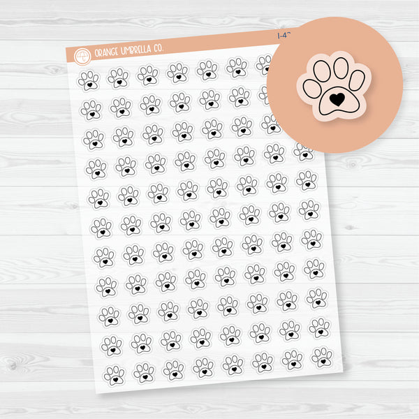 Hand Doodled Paw Print Icon Planner Stickers | Clear Matte Vet Groomer Labels | I-433-BCM