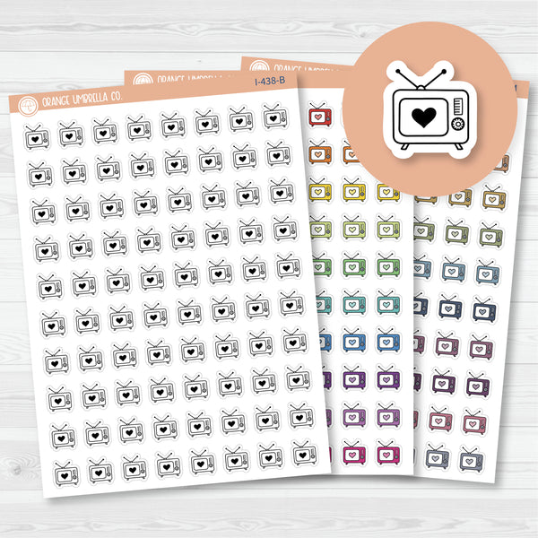 Television Icons | Hand Doodled TV Icon Planner Stickers | I-438