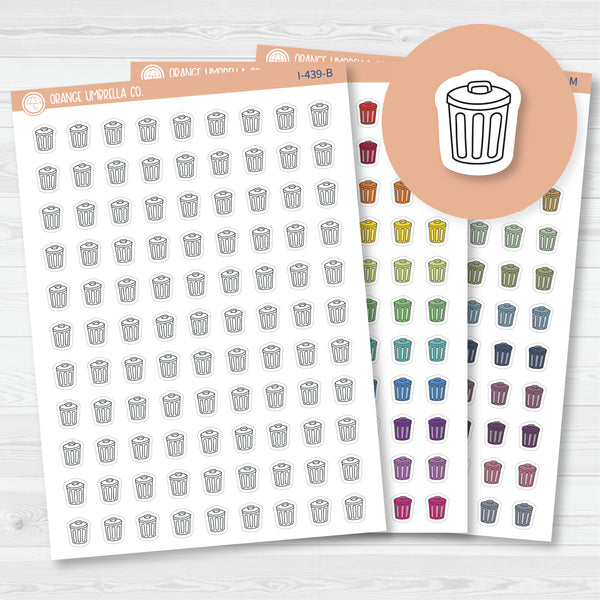 Trash Day Icons | Hand Doodled Trash Can Planner Sticker | I-439