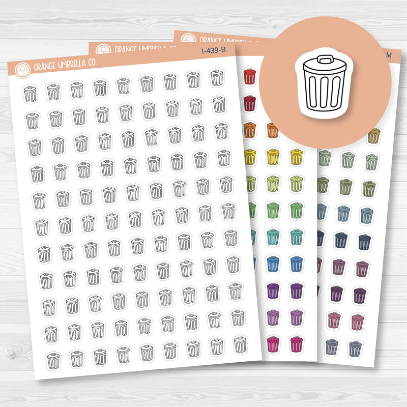 Trash Day Icons | Hand Doodled Trash Can Planner Sticker | I-439