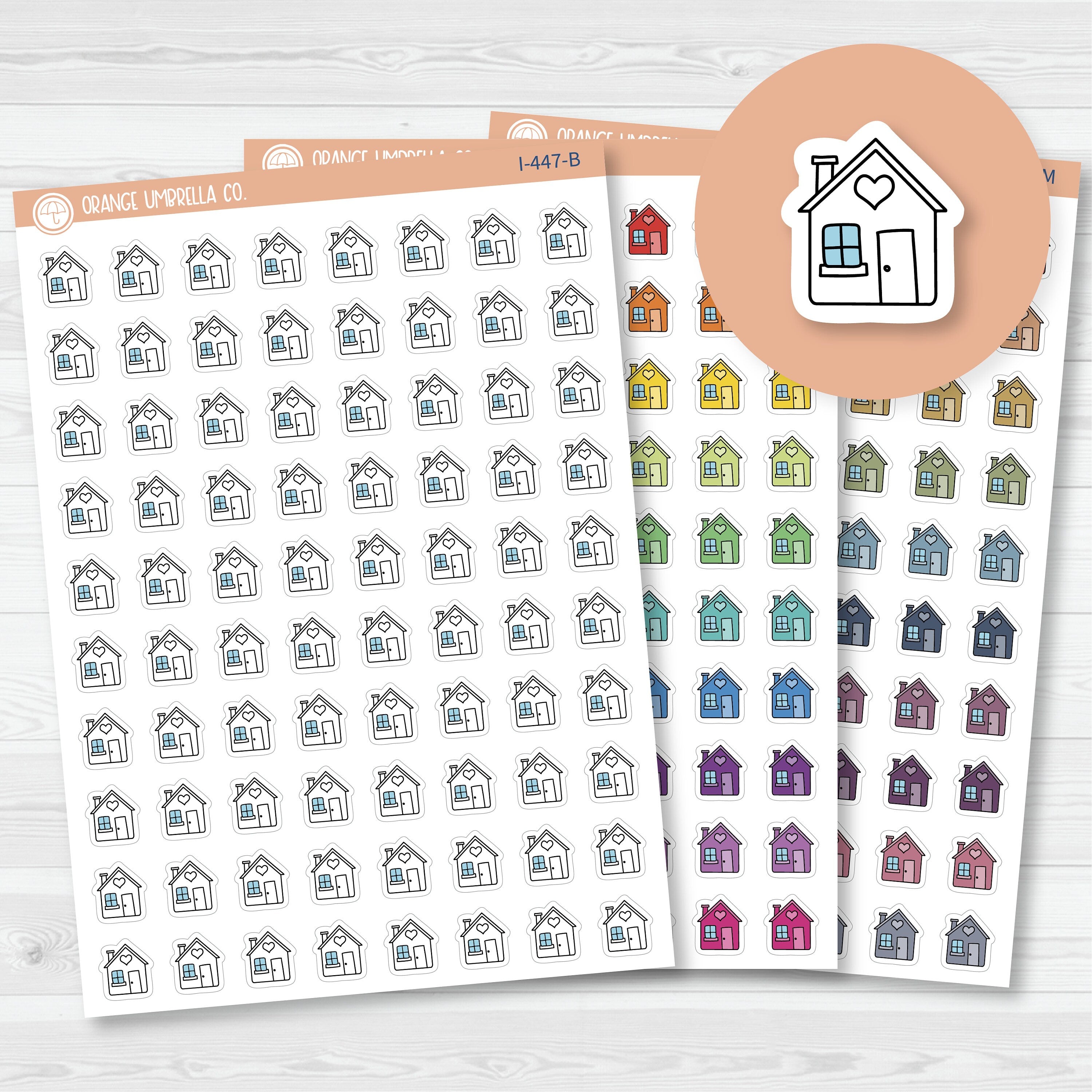 Clean House Pay Mortgage Icons | Hand Doodled House Planner Stickers | I-447
