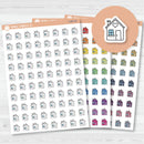 Clean House Pay Mortgage Icons | Hand Doodled House Planner Stickers | I-447