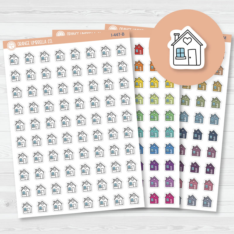 Clean House Pay Mortgage Icons | Hand Doodled House Planner Stickers | I-447