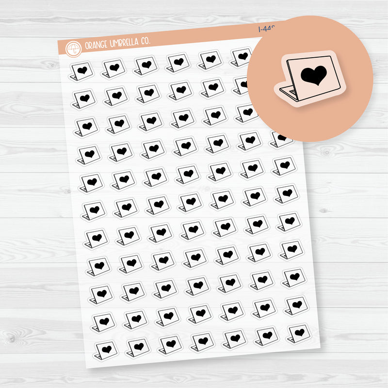 Computer Icons | Hand Doodled Work At Office Laptop Planner Stickers | Clear Matte | I-448-BCM