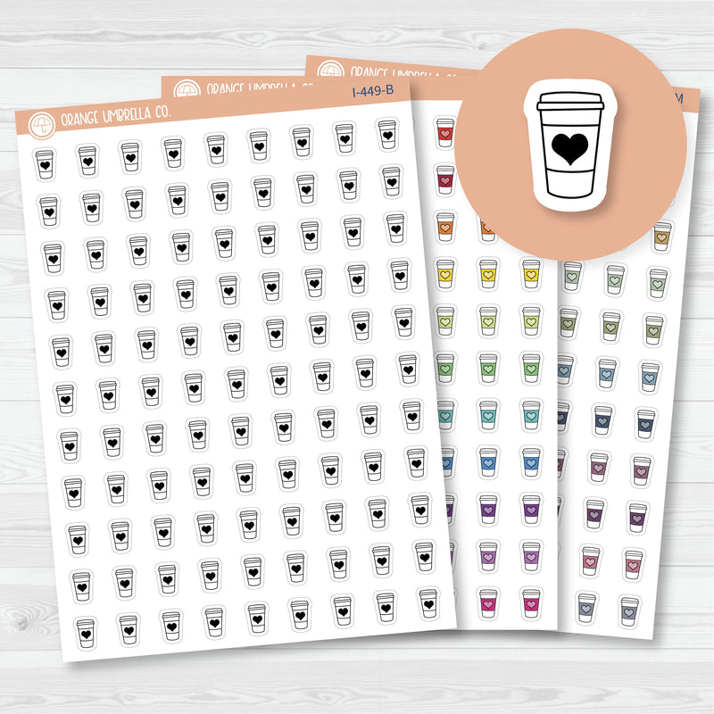 Coffee Icons | Hand Doodled To-Go Coffee Cup Icon Planner Stickers | I-449